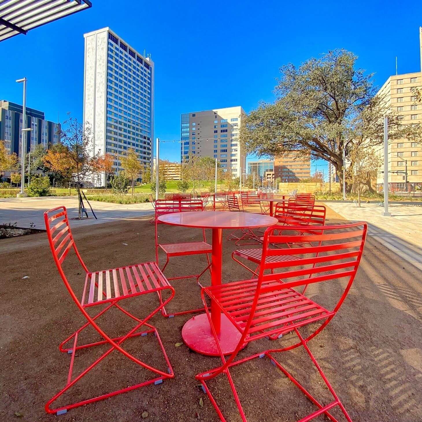Centennial Park Red Table and Chairs